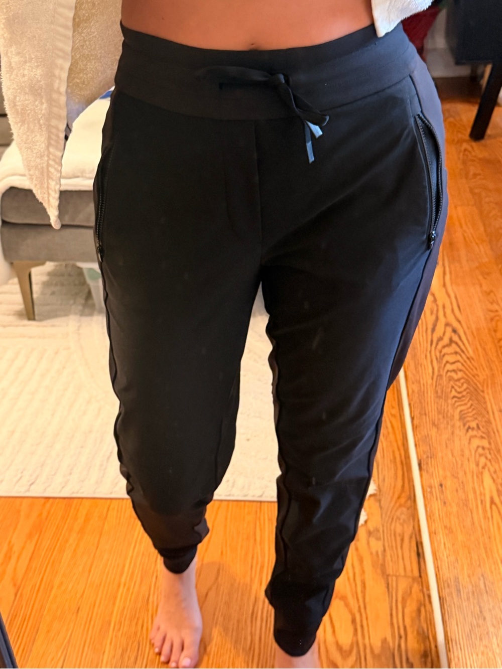 Athleta Black Drawstring Track Joggers